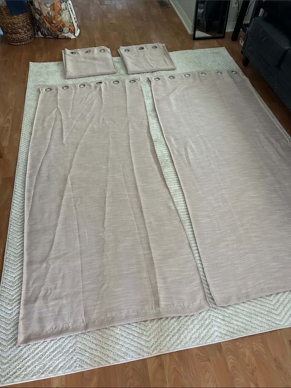 Four Dusty Pink Grommet Curtains